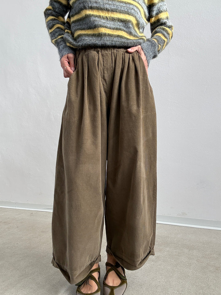 PANTALONE OLIMPIA VELVET VERDE MILI
