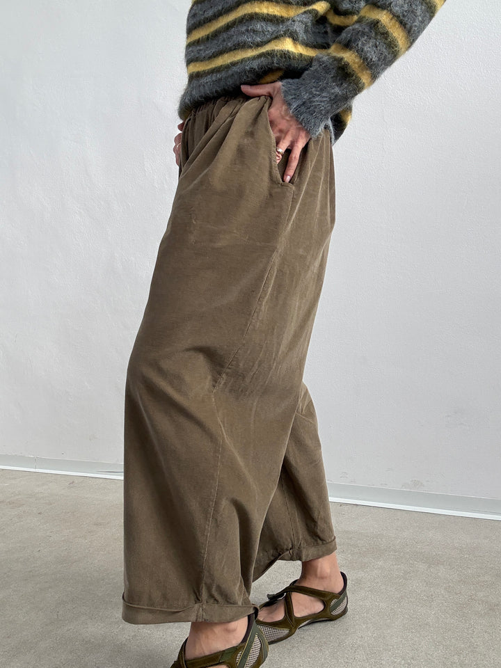 PANTALONE OLIMPIA VELVET VERDE MILI