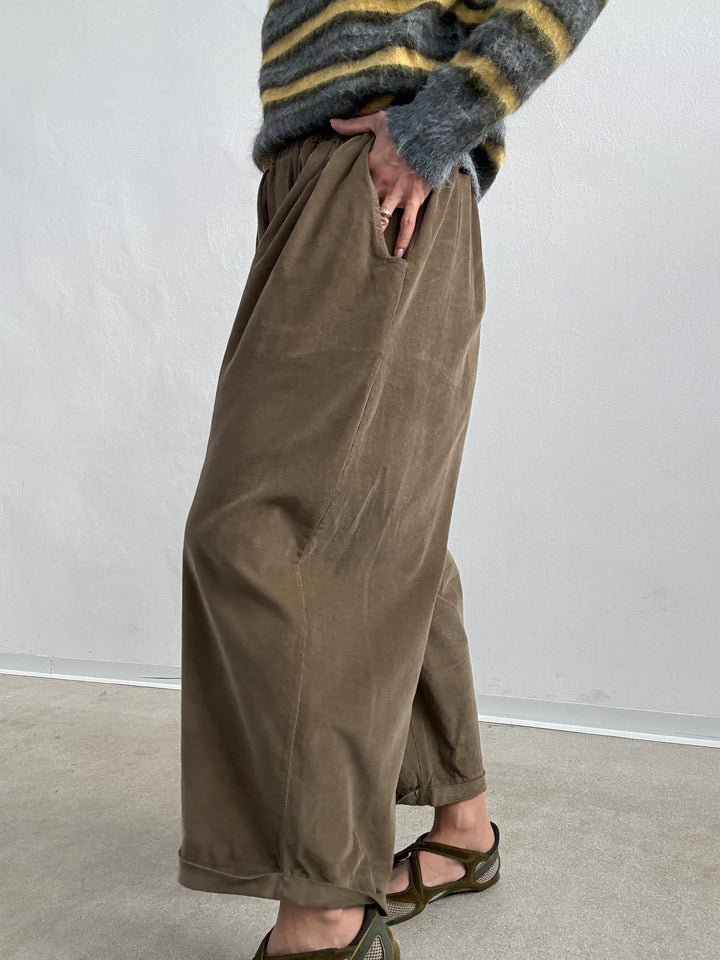 PANTALONE OLIMPIA VELVET VERDE MILI