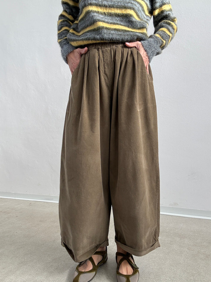 PANTALONE OLIMPIA VELVET VERDE MILI