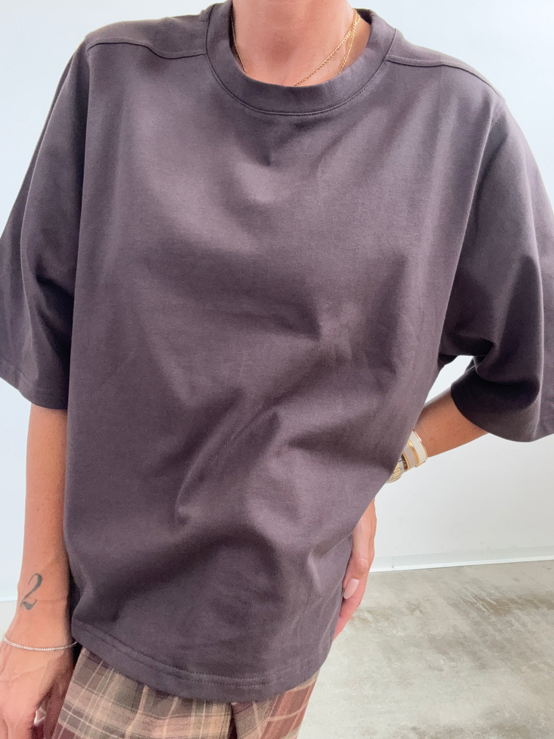 TSHIRT STAR COTONE CIOCCOLATO