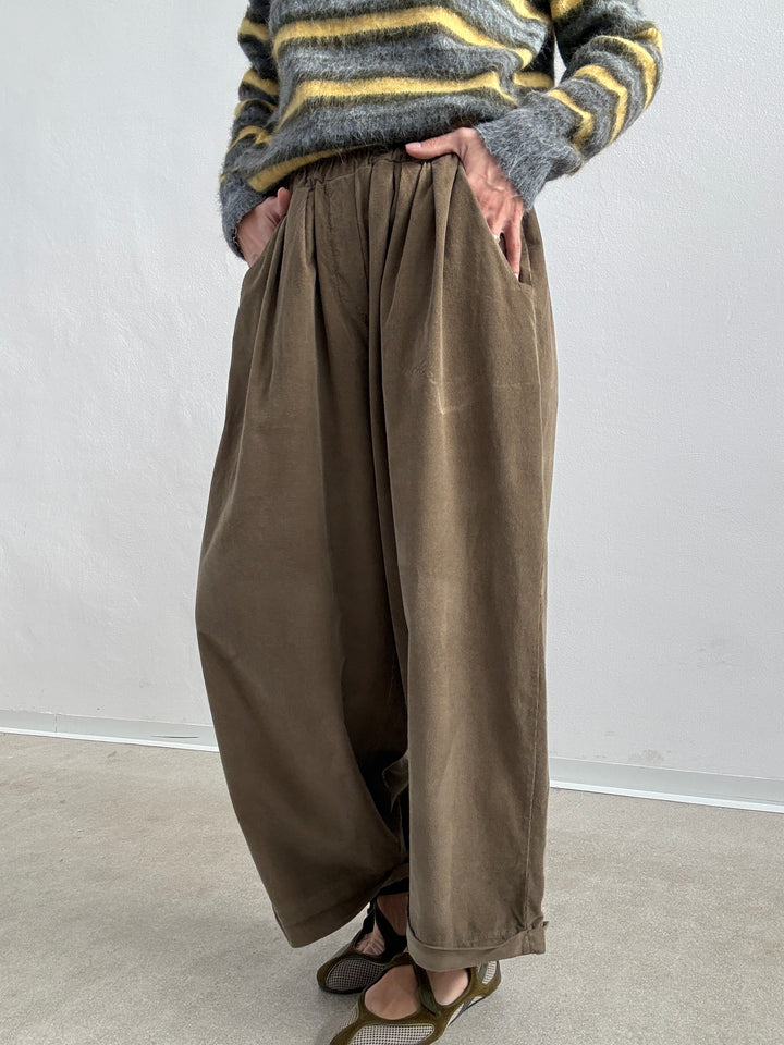 PANTALONE OLIMPIA VELVET VERDE MILI