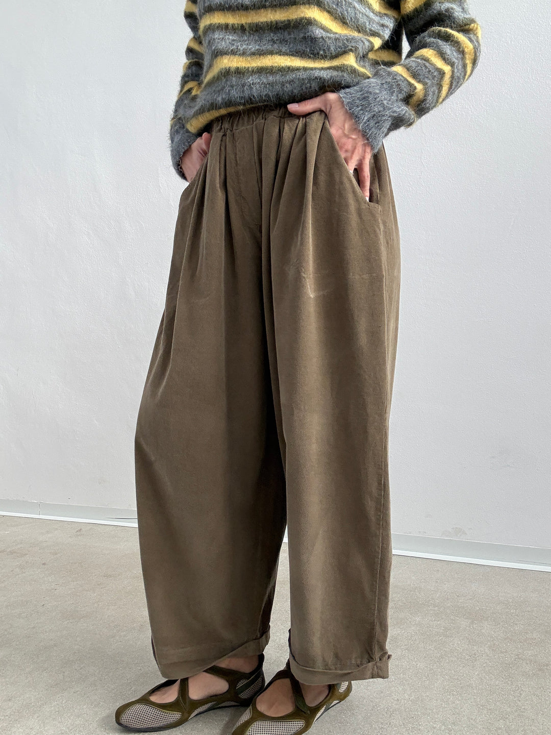 PANTALONE OLIMPIA VELVET VERDE MILI