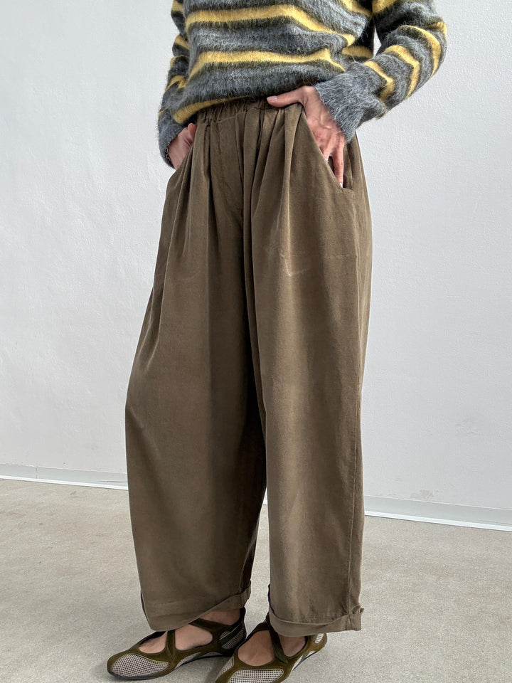 PANTALONE OLIMPIA VELVET VERDE MILI