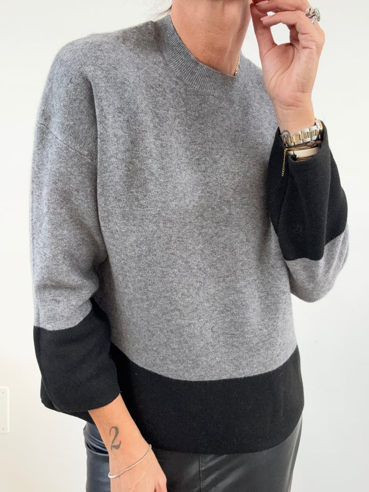 PULL BICOLORE GRIGIO/NERO