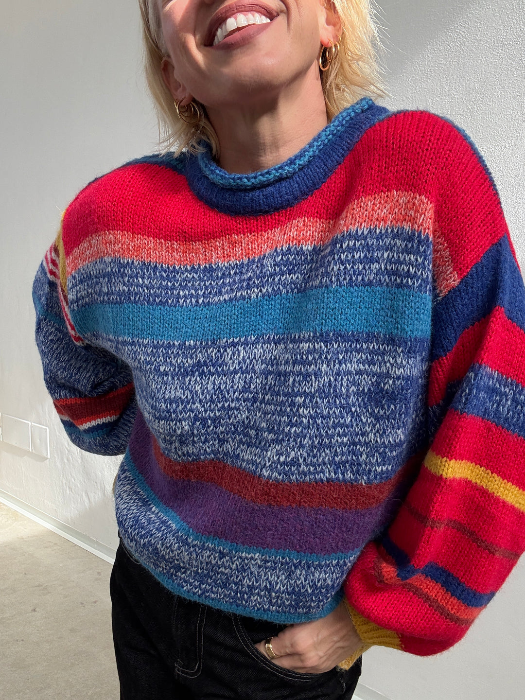 PULL MULTICOLORE BLUETTE/ROSSO