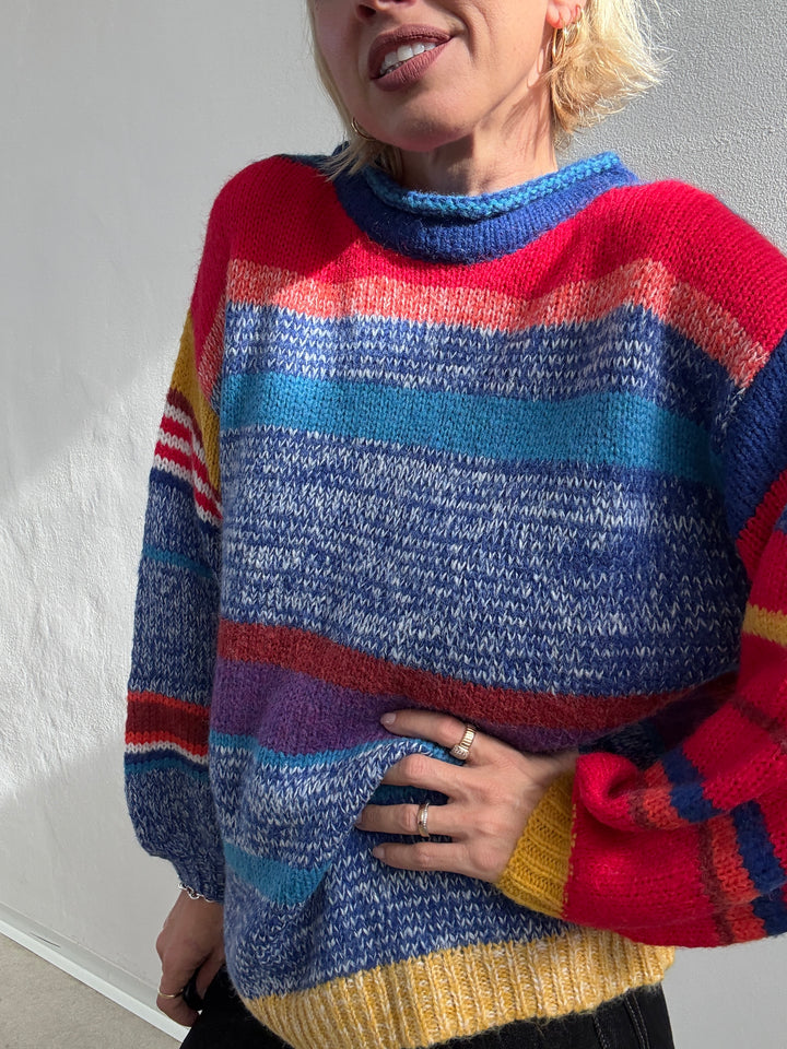 PULL MULTICOLORE BLUETTE/ROSSO