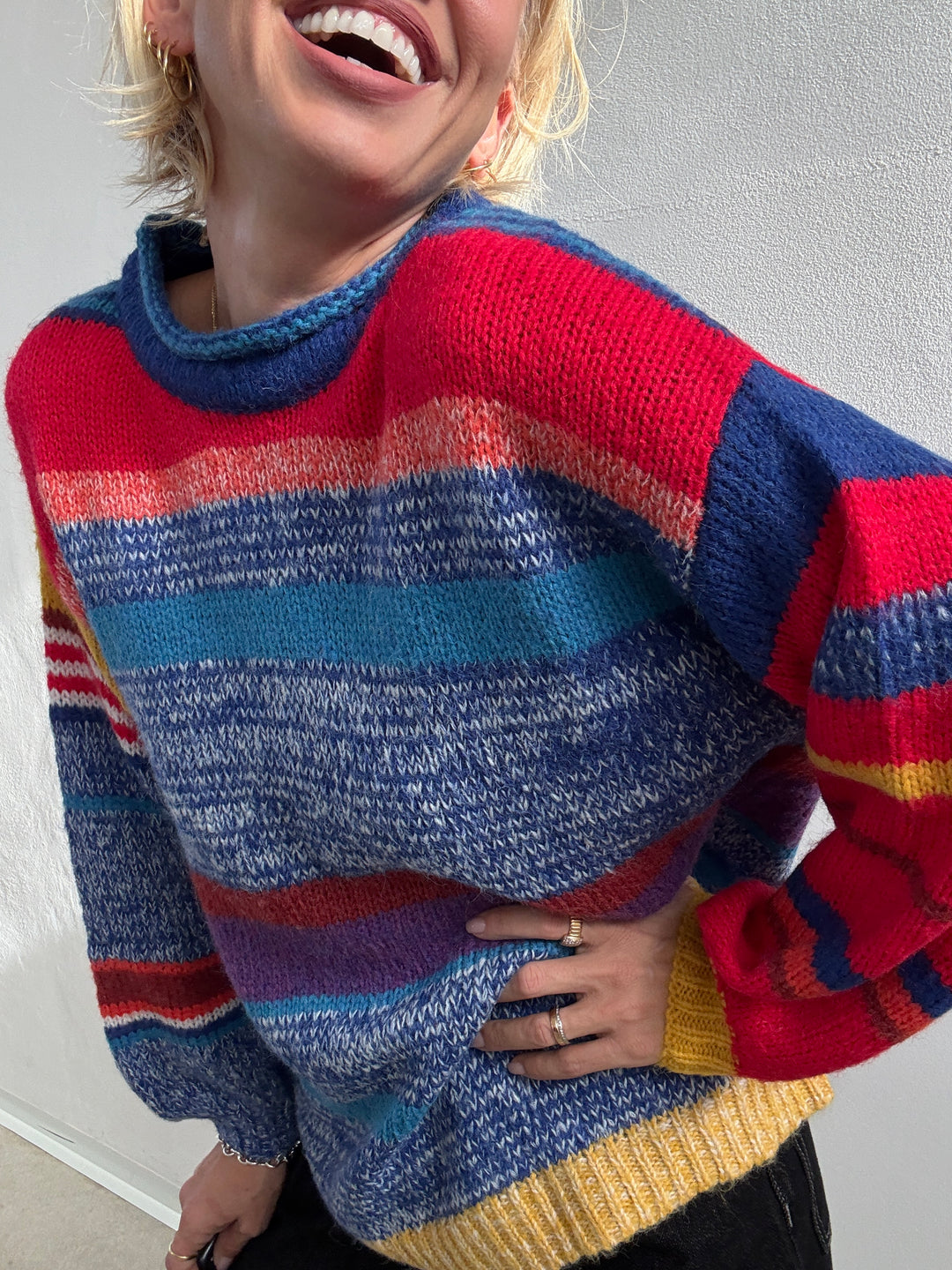 PULL MULTICOLORE BLUETTE/ROSSO