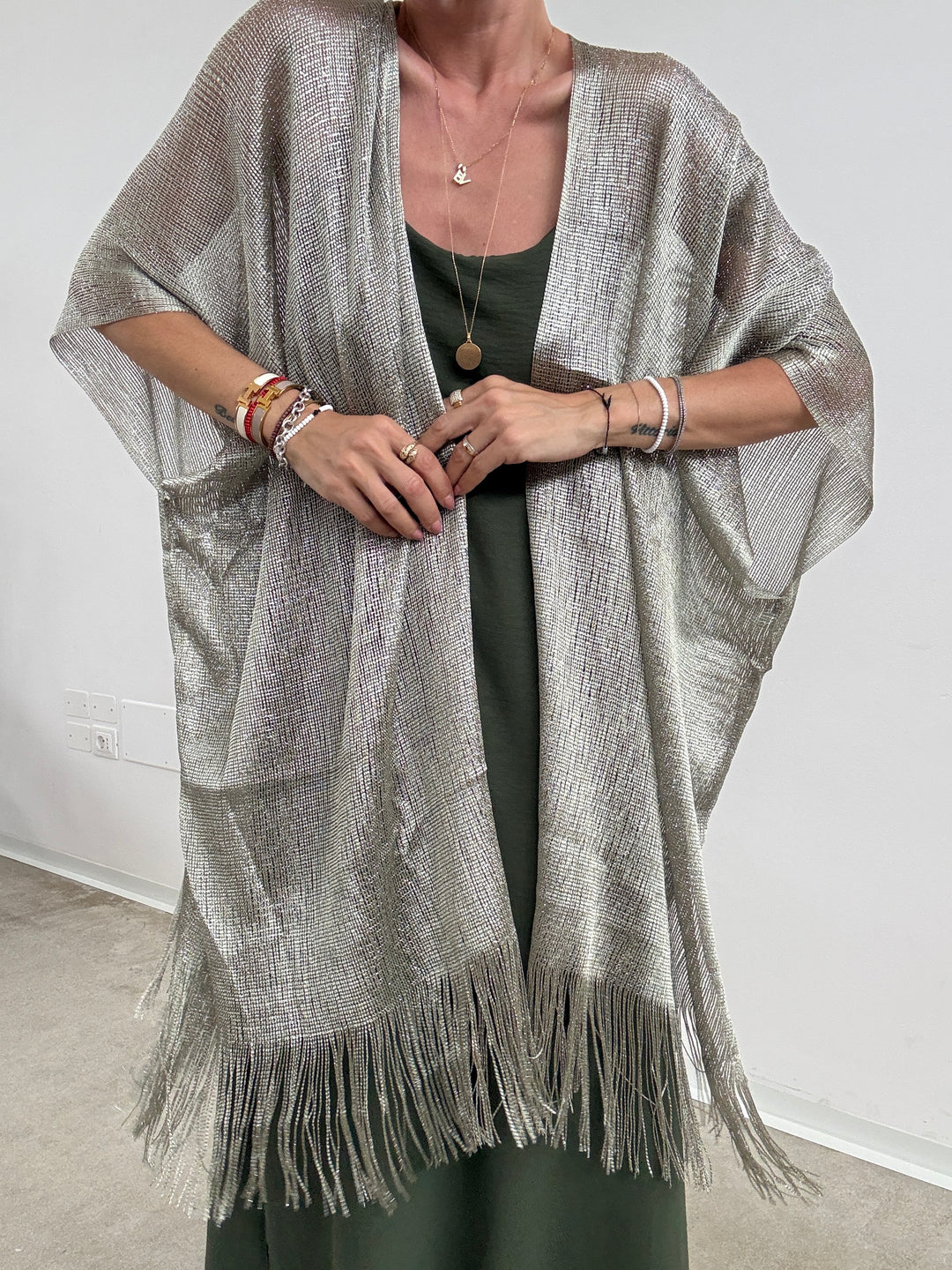 PONCHO LUREX SALVIA