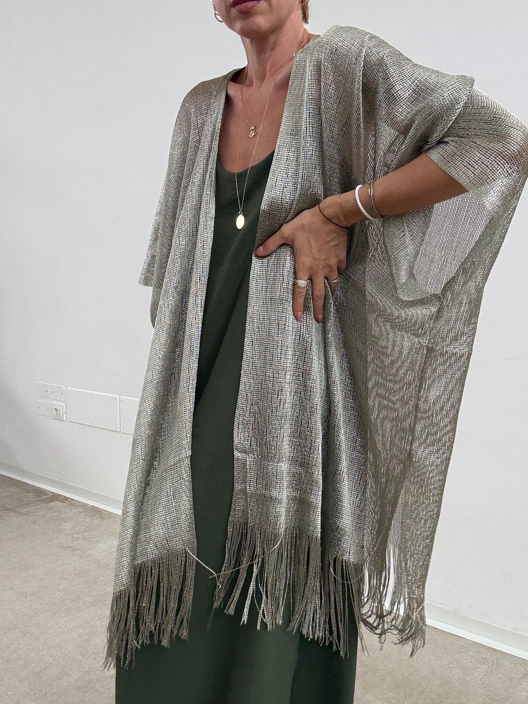 PONCHO LUREX SALVIA