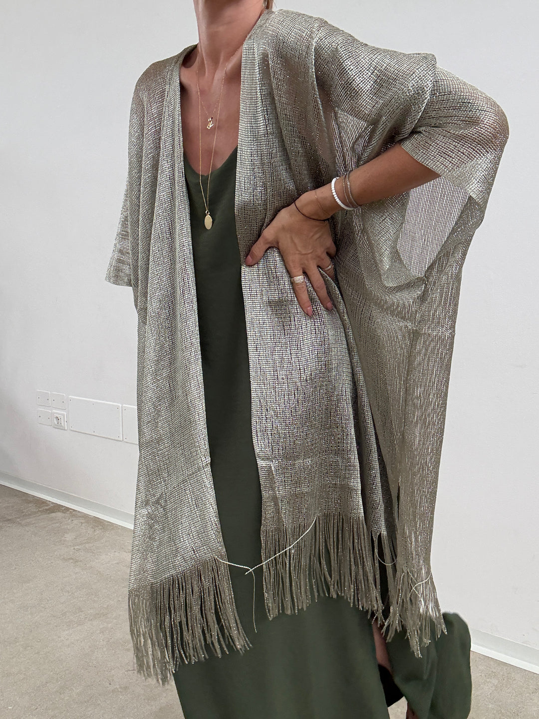 PONCHO LUREX SALVIA