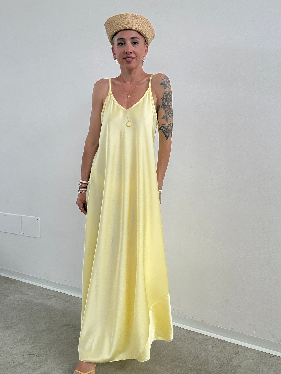 ABITO LINGERIE SATIN PALE YELLOW
