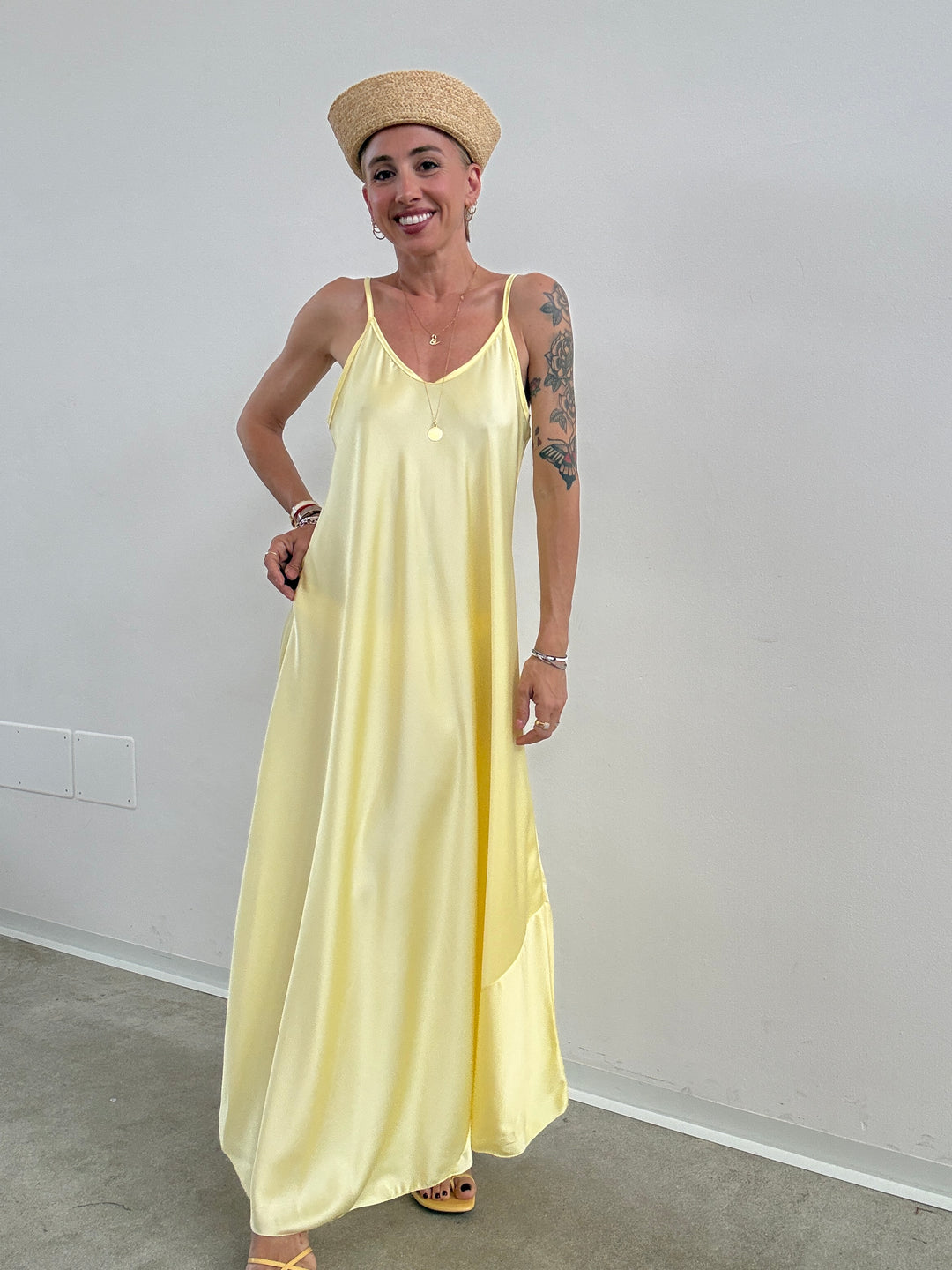 ABITO LINGERIE SATIN PALE YELLOW