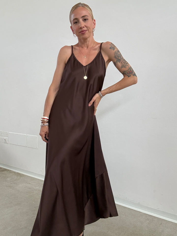 ABITO LINGERIE SATIN CIOCCO