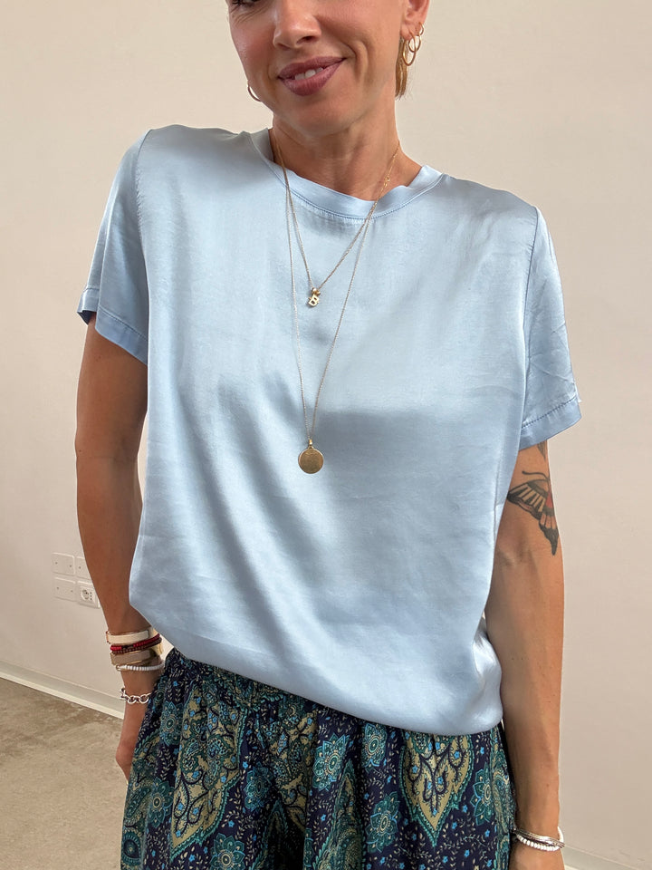 TSHIRT BETTA SATIN CELESTE
