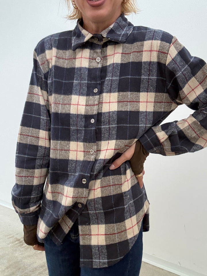 CAMICIA FLANELLA CHECK BLU/LIGHTBEIGE