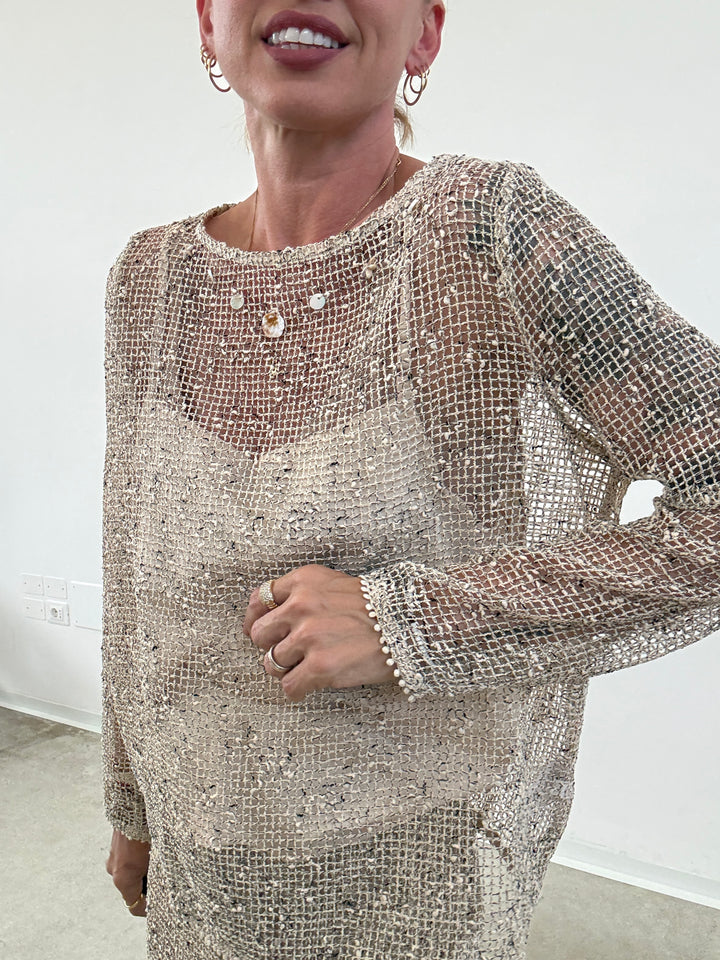MAGLIA MINORCA RETE LIGHTBEIGE