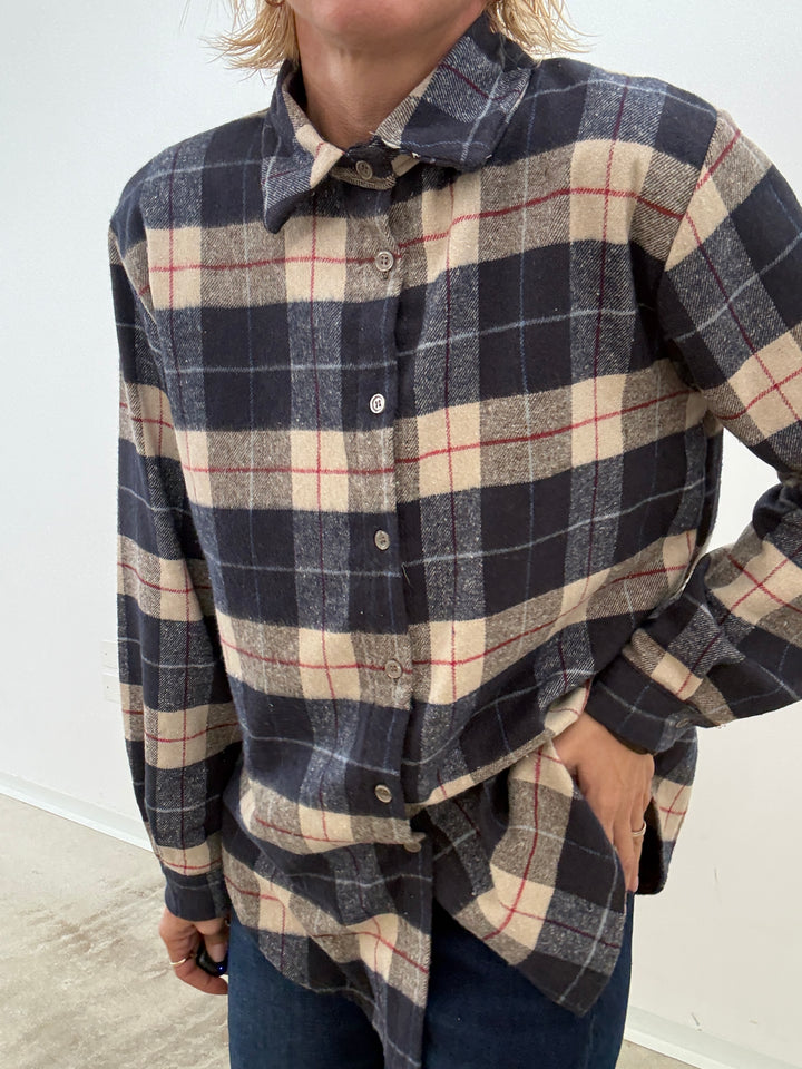 CAMICIA FLANELLA CHECK BLU/LIGHTBEIGE