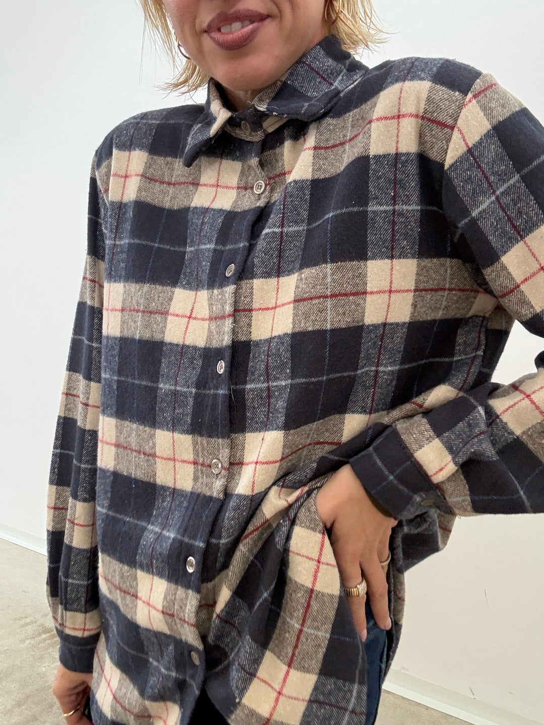 CAMICIA FLANELLA CHECK BLU/LIGHTBEIGE