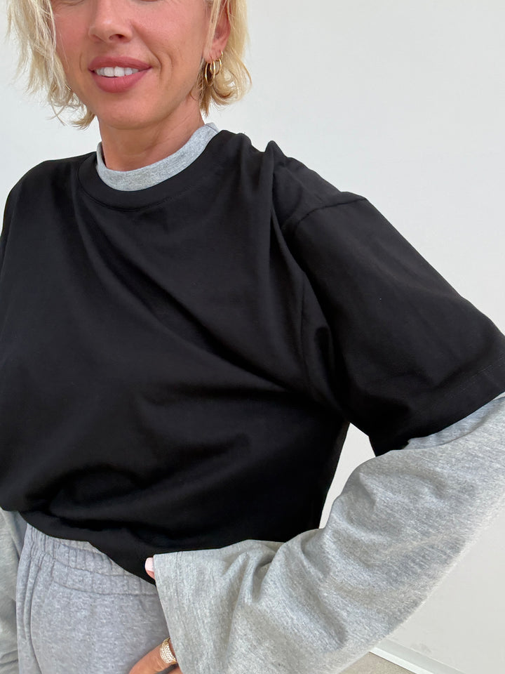 TSHIRT SERENA BICOLORE NERO/GRIGIO