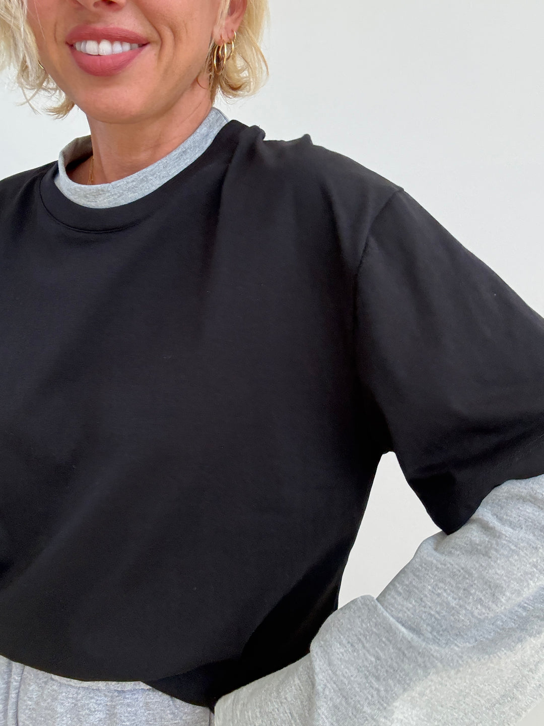 TSHIRT SERENA BICOLORE NERO/GRIGIO