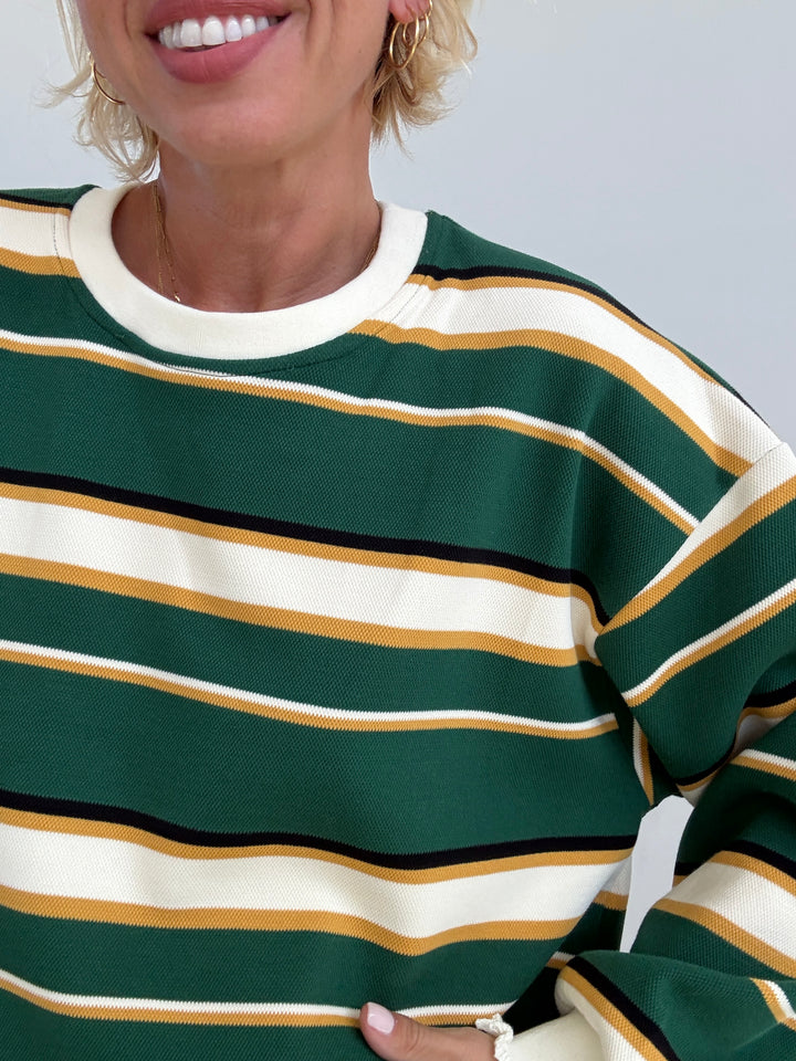 MAGLIA PIQUET RIGA VERDE/BIANCO