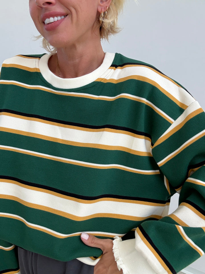 MAGLIA PIQUET RIGA VERDE/BIANCO