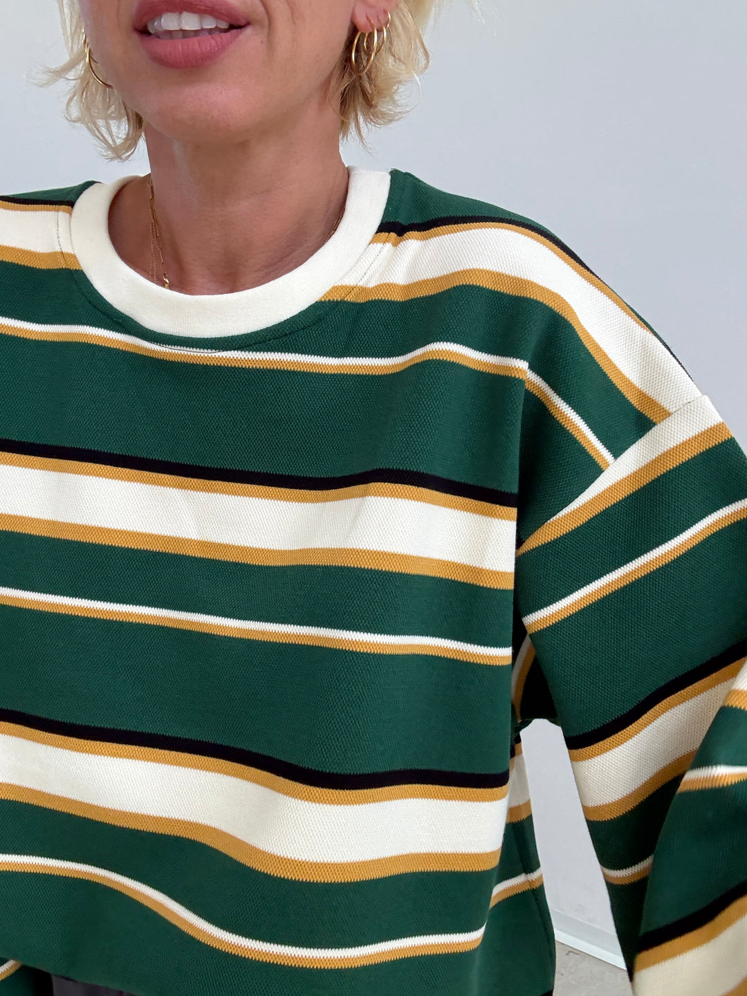 MAGLIA PIQUET RIGA VERDE/BIANCO
