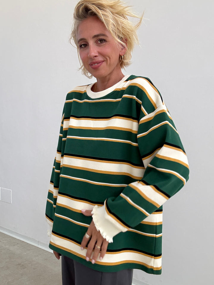 MAGLIA PIQUET RIGA VERDE/BIANCO