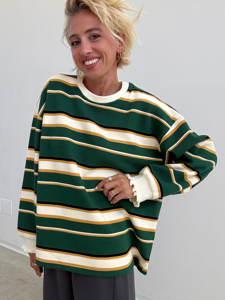 MAGLIA PIQUET RIGA VERDE/BIANCO