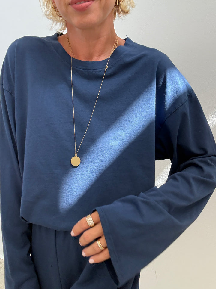 TSHIRT OVER BASIC MANICA LUNGA BLU NAVY