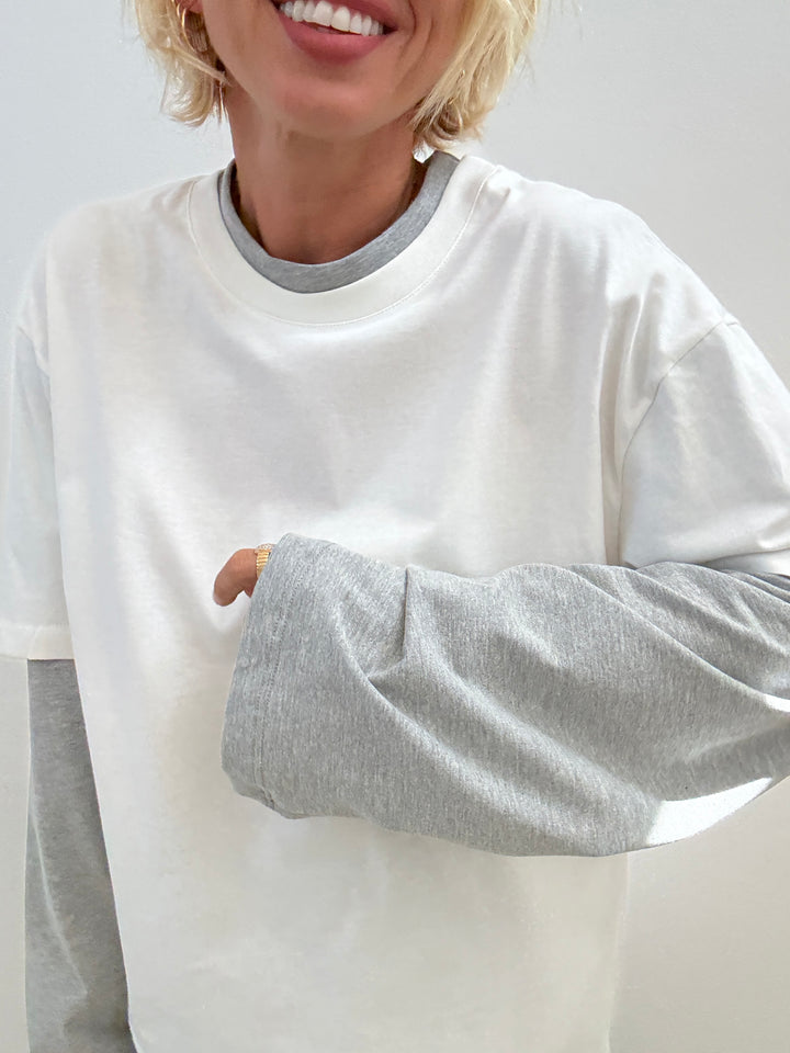 TSHIRT SERENA BICOLORE BIANCO/GRIGIO
