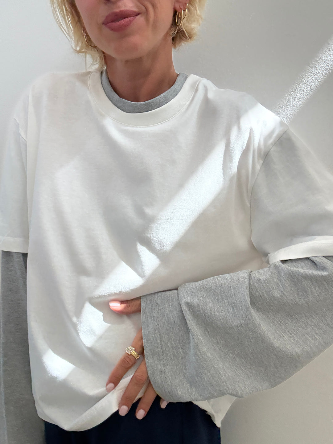 TSHIRT SERENA BICOLORE BIANCO/GRIGIO