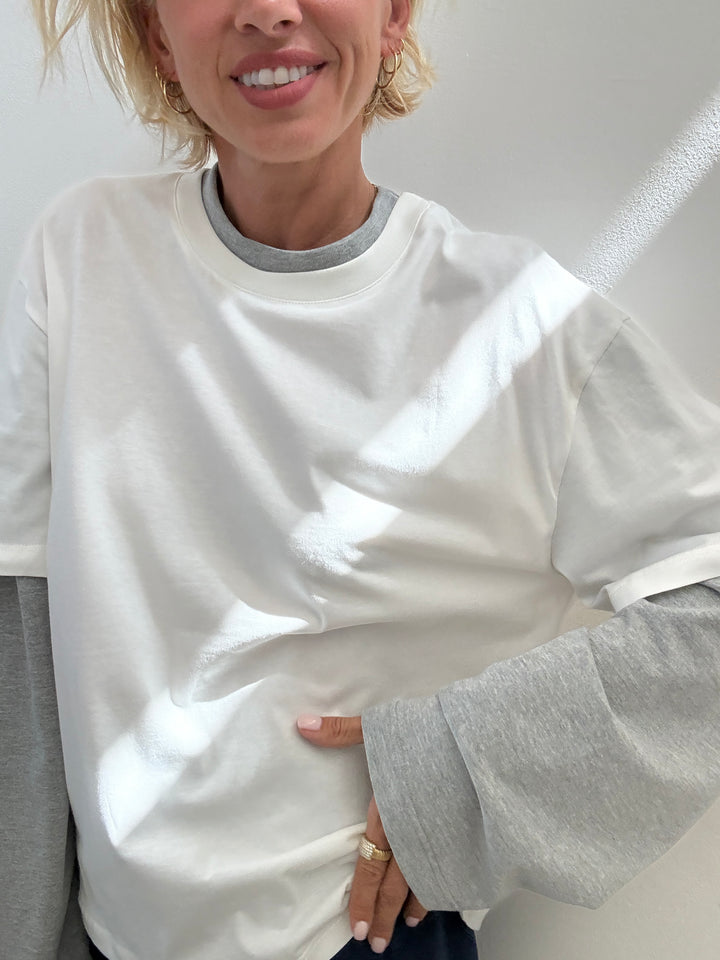 TSHIRT SERENA BICOLORE BIANCO/GRIGIO