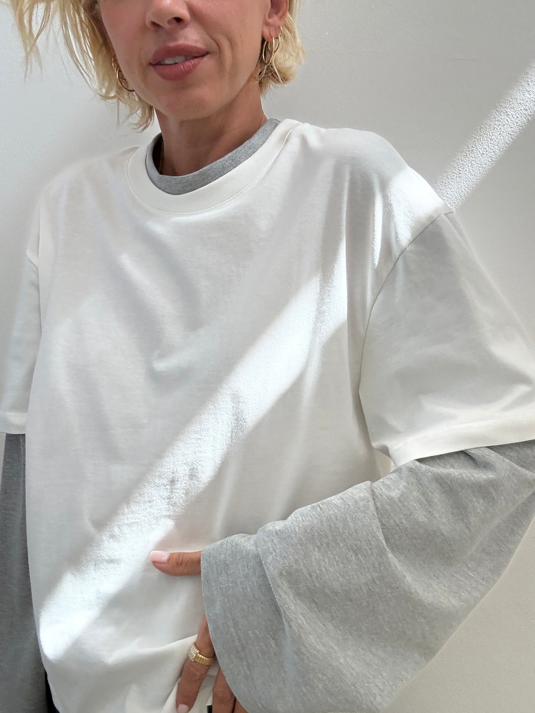 TSHIRT SERENA BICOLORE BIANCO/GRIGIO