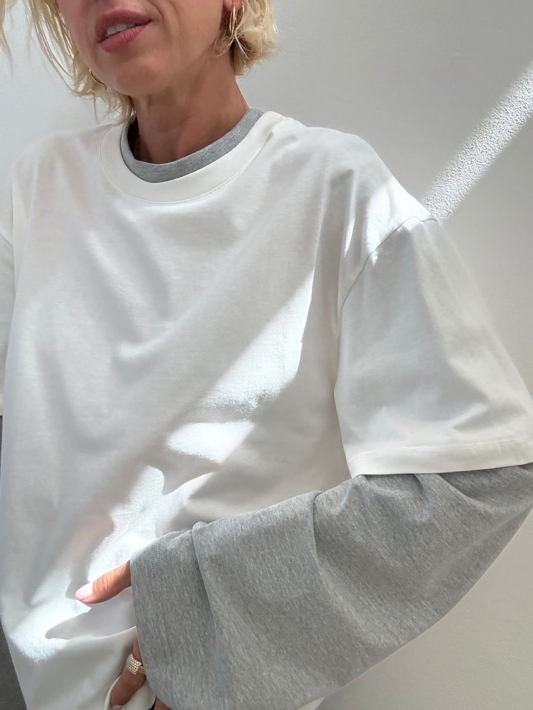 TSHIRT SERENA BICOLORE BIANCO/GRIGIO