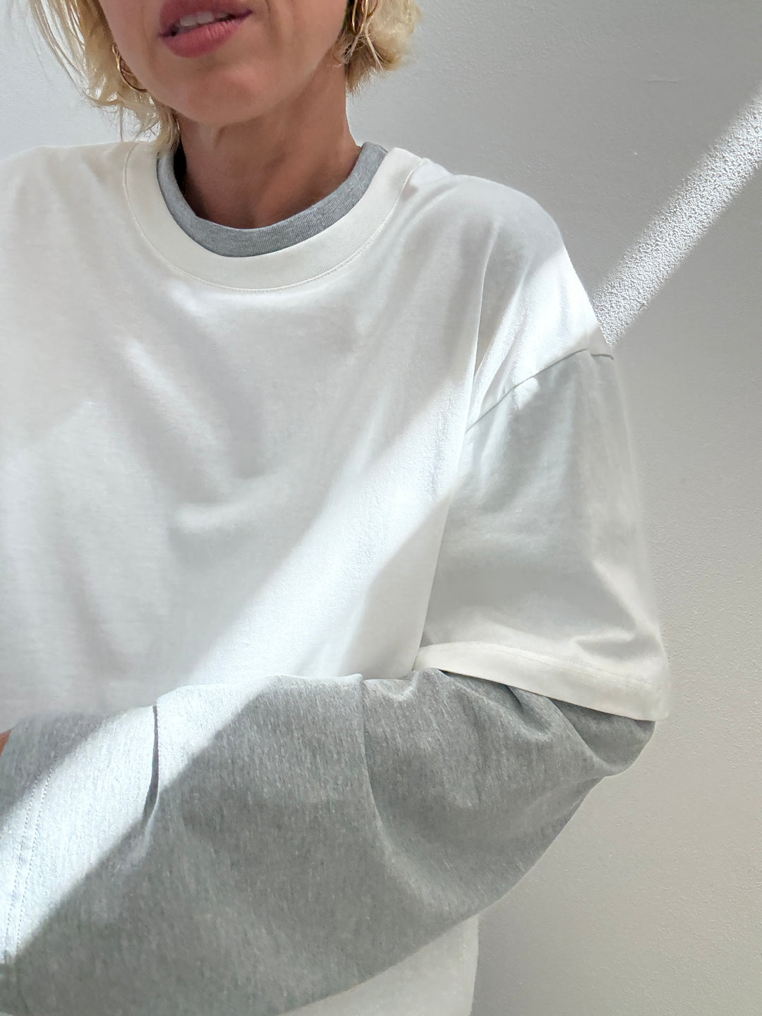 TSHIRT SERENA BICOLORE BIANCO/GRIGIO