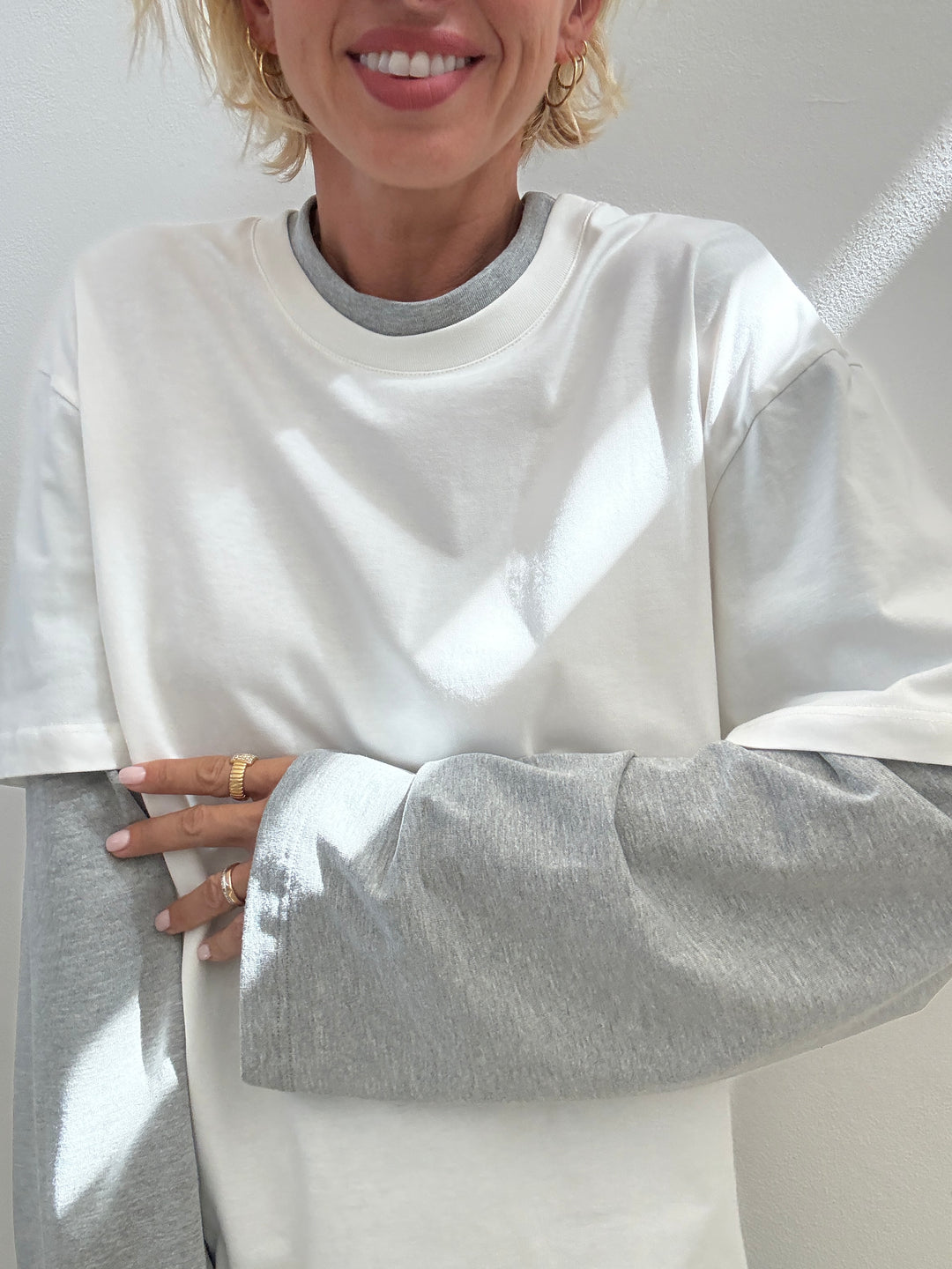 TSHIRT SERENA BICOLORE BIANCO/GRIGIO