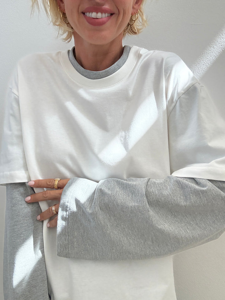 TSHIRT SERENA BICOLORE BIANCO/GRIGIO