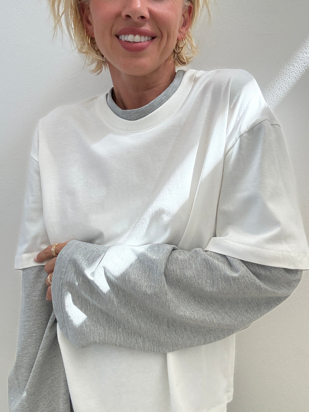 TSHIRT SERENA BICOLORE BIANCO/GRIGIO