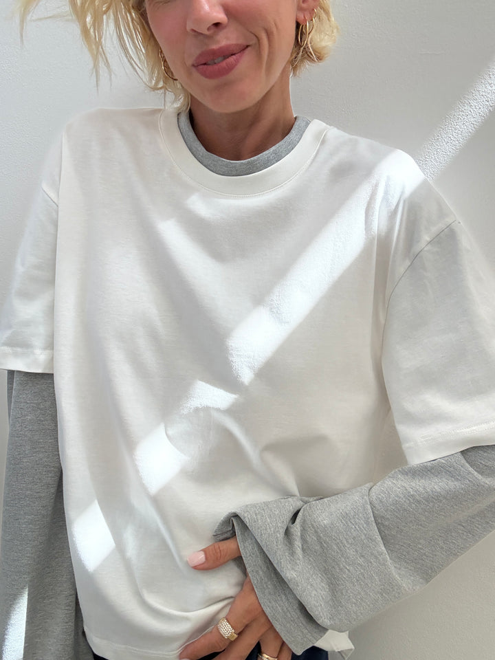 TSHIRT SERENA BICOLORE BIANCO/GRIGIO