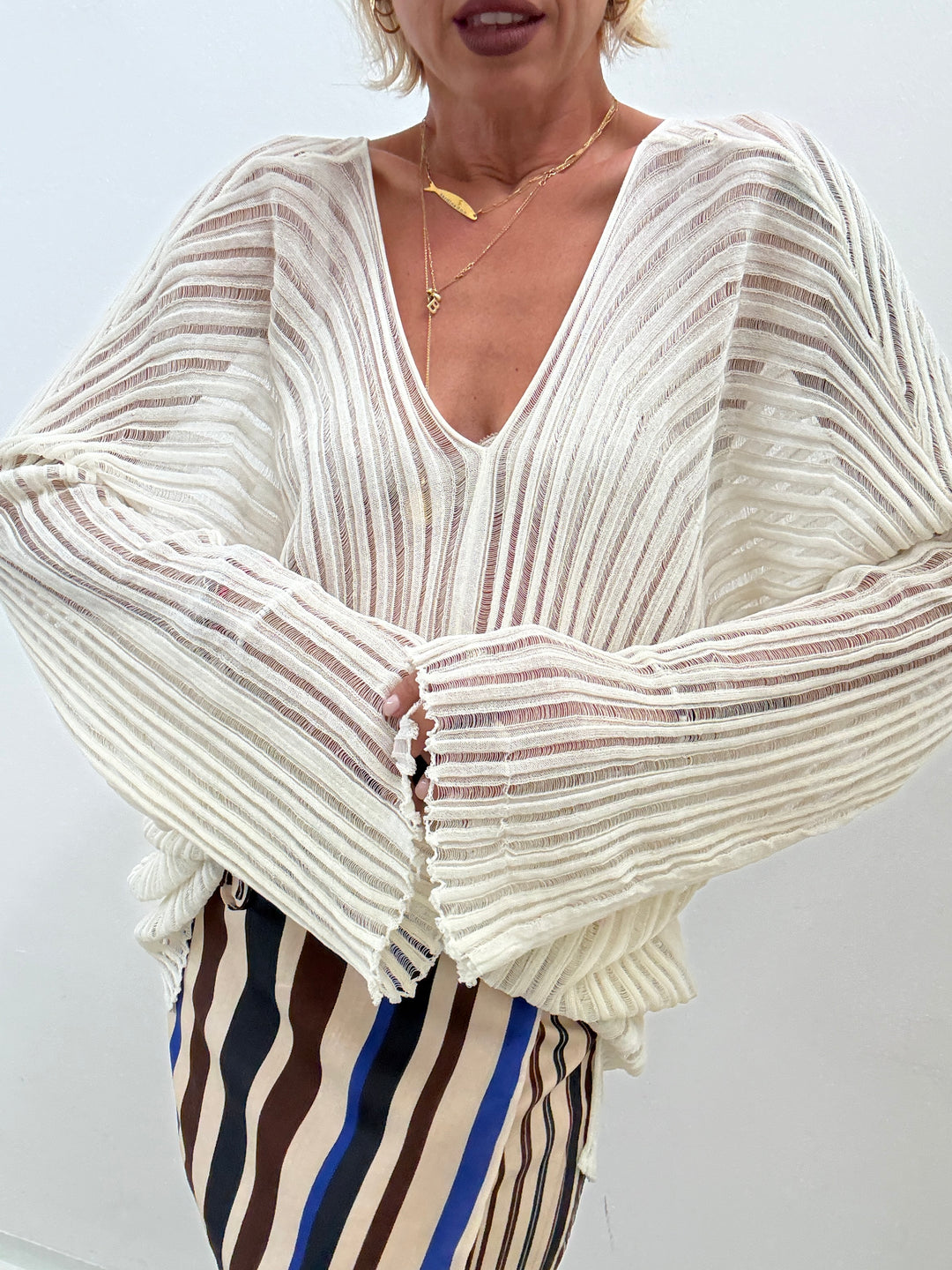 MAGLIA ISLA TRAFORATA PANNA