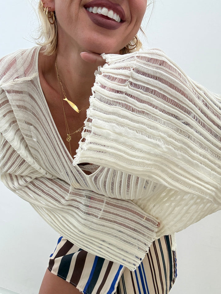 MAGLIA ISLA TRAFORATA PANNA