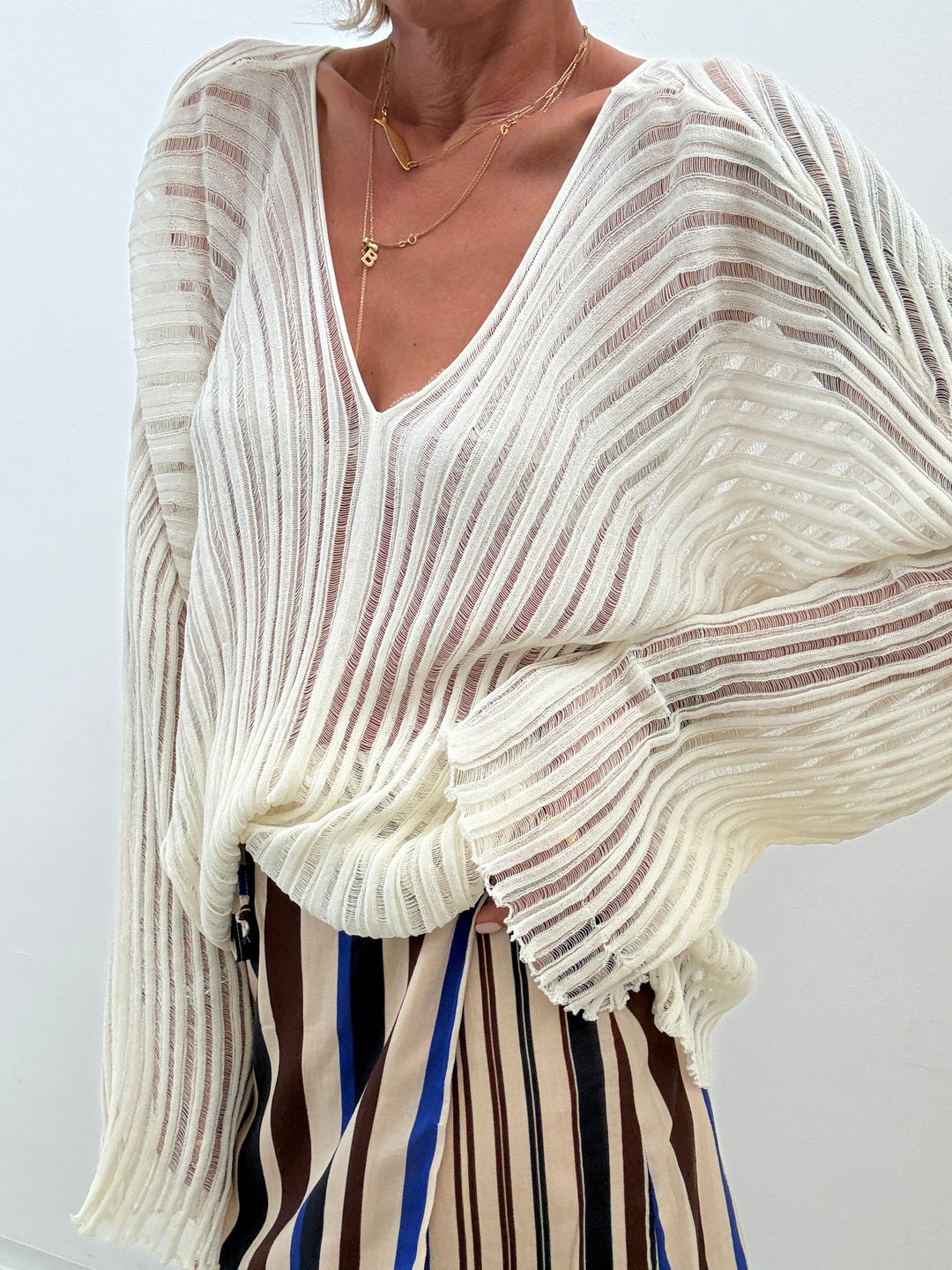 MAGLIA ISLA TRAFORATA PANNA