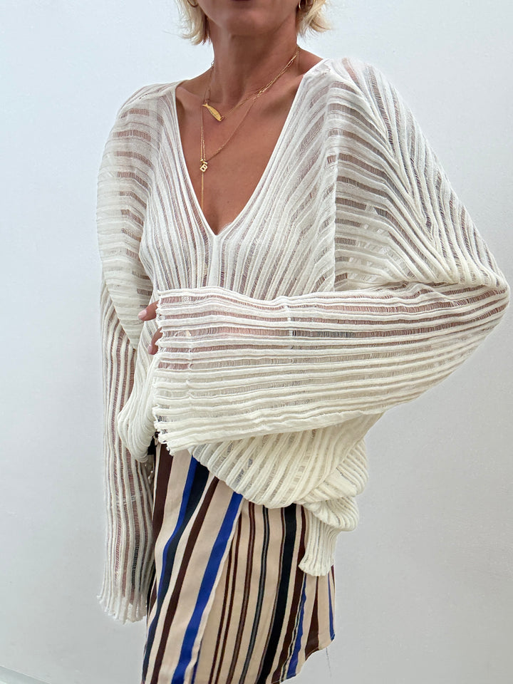 MAGLIA ISLA TRAFORATA PANNA