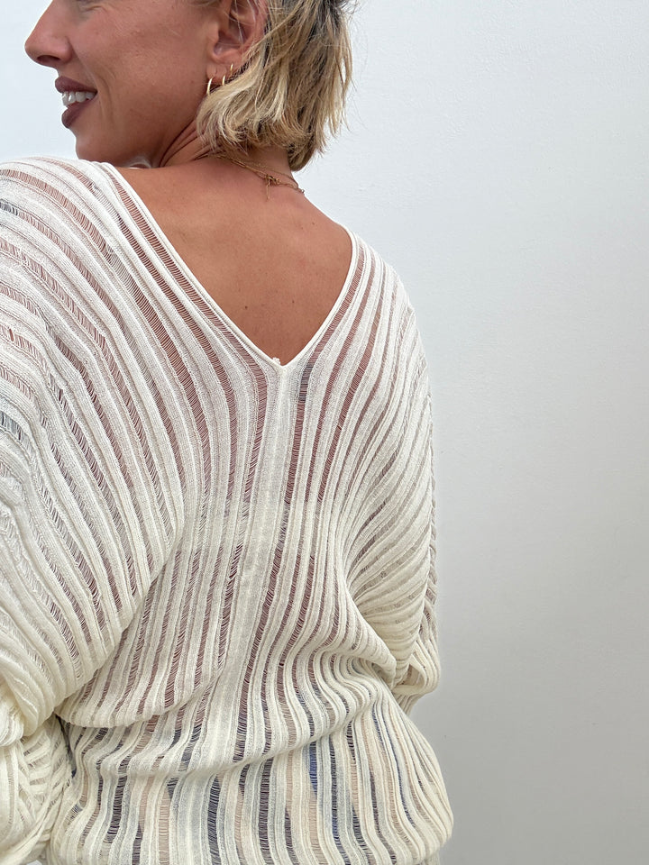 MAGLIA ISLA TRAFORATA PANNA