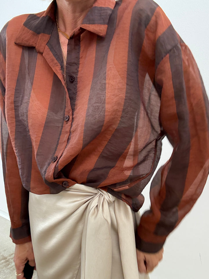 CAMICIA LIA COLLETTO RIGA RUST/CIOCCO