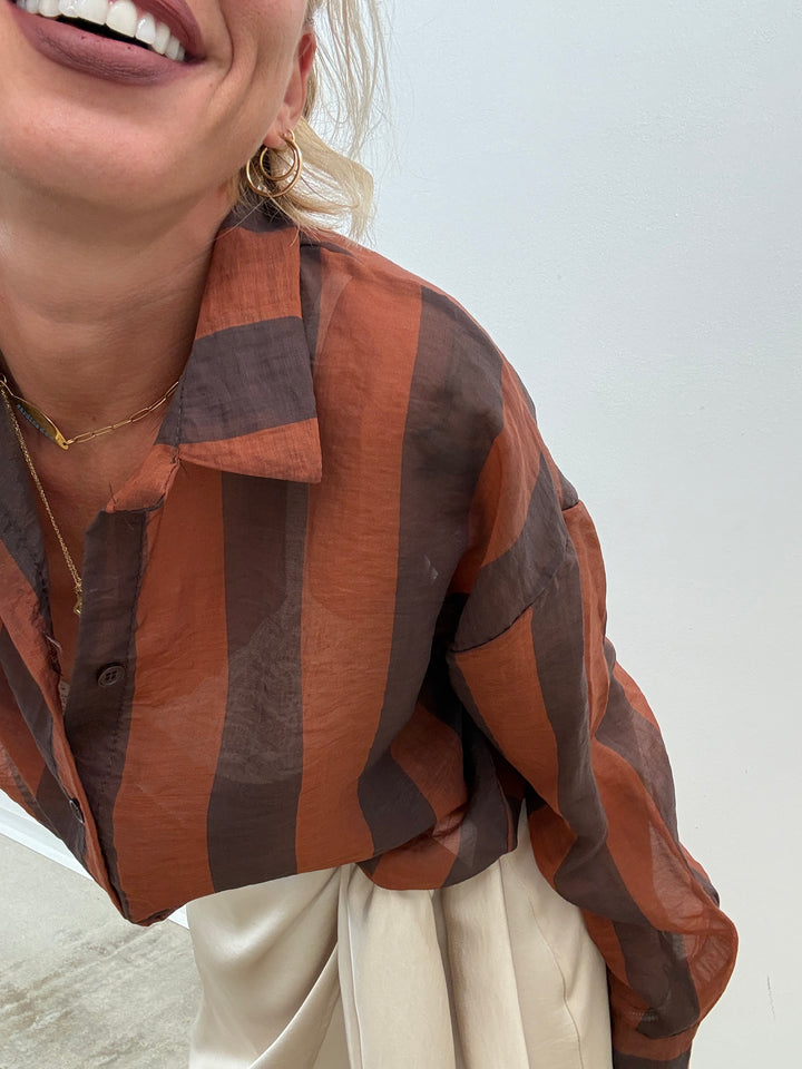 CAMICIA LIA COLLETTO RIGA RUST/CIOCCO