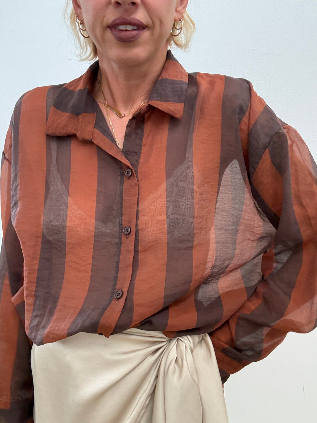 CAMICIA LIA COLLETTO RIGA RUST/CIOCCO