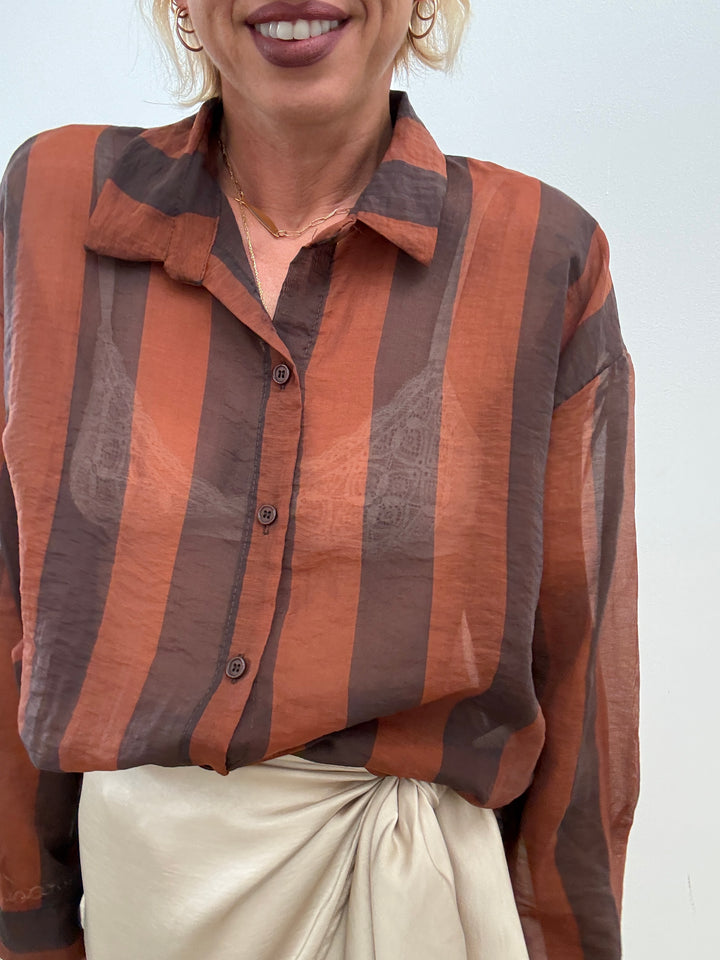 CAMICIA LIA COLLETTO RIGA RUST/CIOCCO